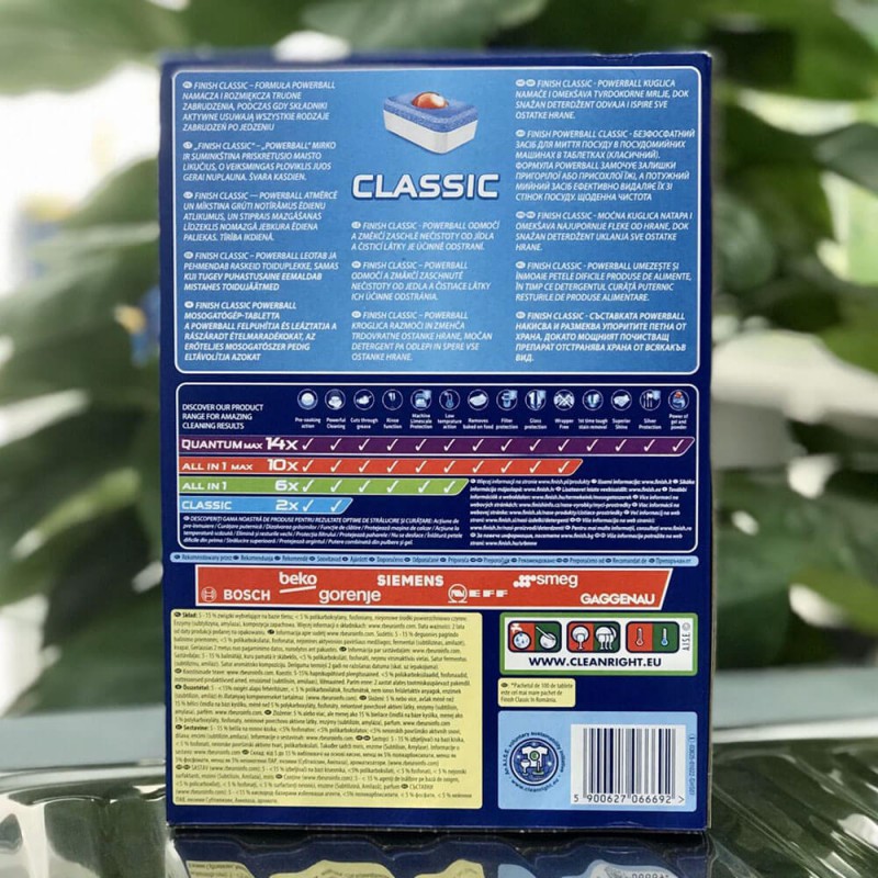 Viên rửa chén bát Finish Classic 100 viên - chính hãng Finish EU