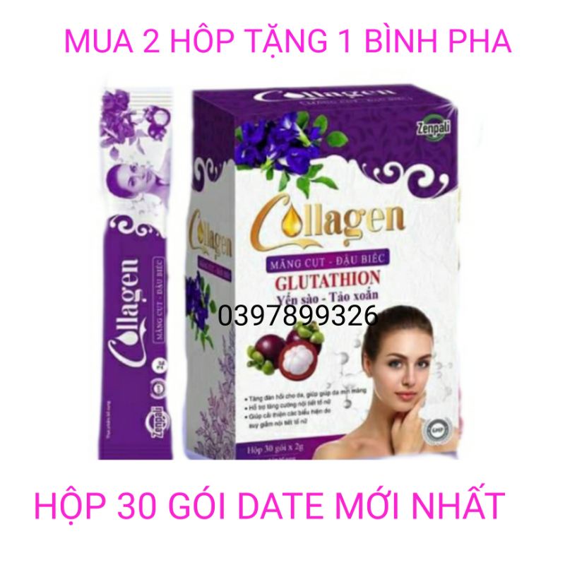 [ CAM KẾT CHÍNH HÃNG] Collagen Măng Cụt Đậu Biếc Zenpali - Cốm Uống Đẹp Da 30 gói Zenpali (zen pali)