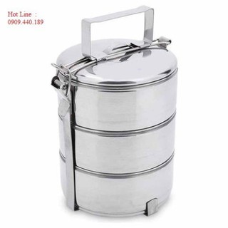 Cà mên 3 ngăn đêu inox - cao: 14cm 3ngăn rộng 9cm