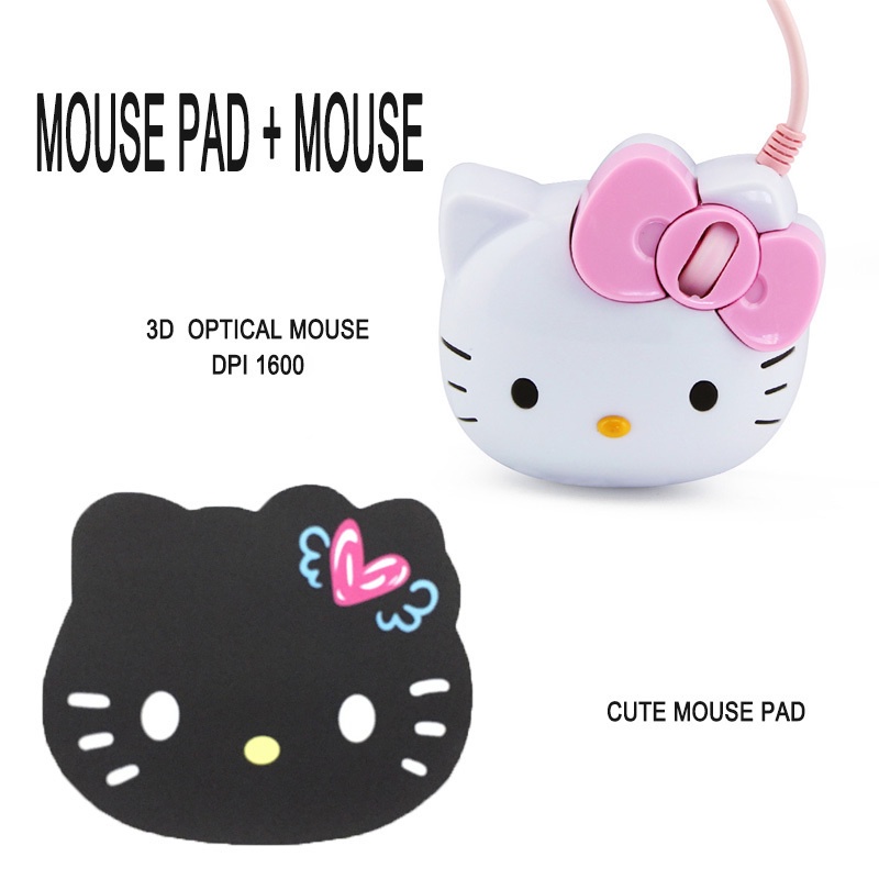 Phim hoạt hình Kitty Wired Chuột Ergonomical mouse 3D DPI1600 Kitty Cat Head Mouse /Chuột Kitty Chuột dễ thương /Con chuột Kitty Chuột dễ thương /trẻ em Chuột Kitty Chuột phù hợp với PC/Notebook