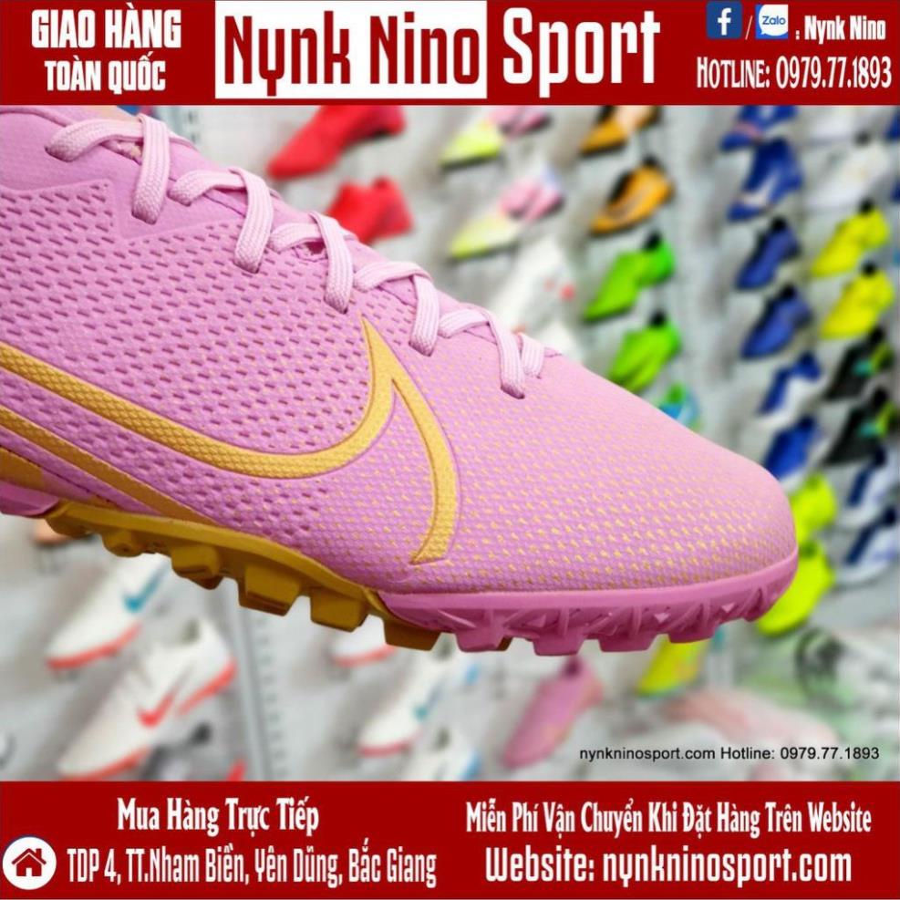 Giày Bóng Đá Mercurial 13 Academy Hồng Vạch Vàng Đồng V2 TF 🎍 🐨