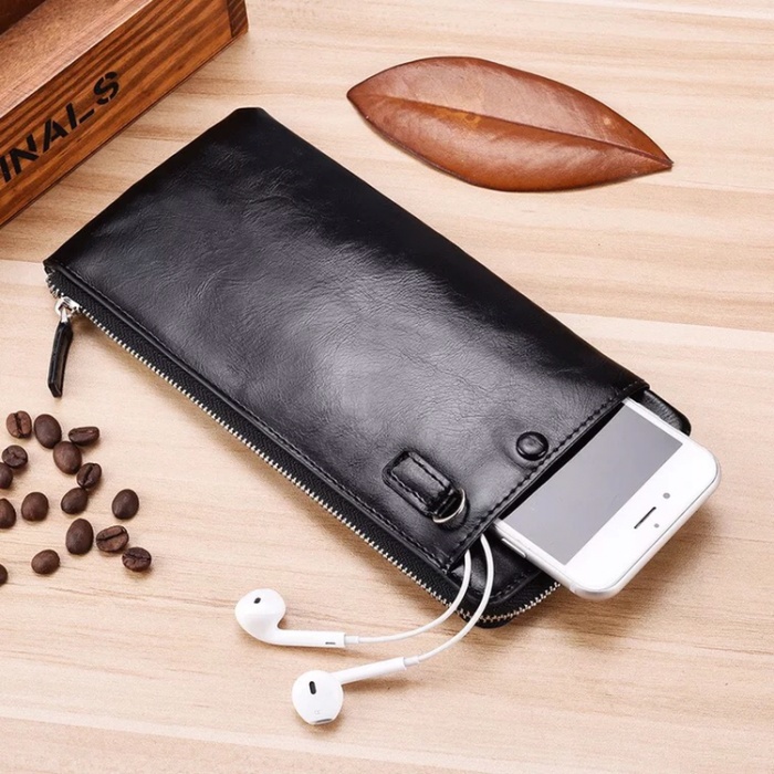 Ví Da PU Ngắn Gập 3 Ngăn Đựng Điện Thoại Màu Nâu Nhạt 225-1 - JAGGER H4C9
