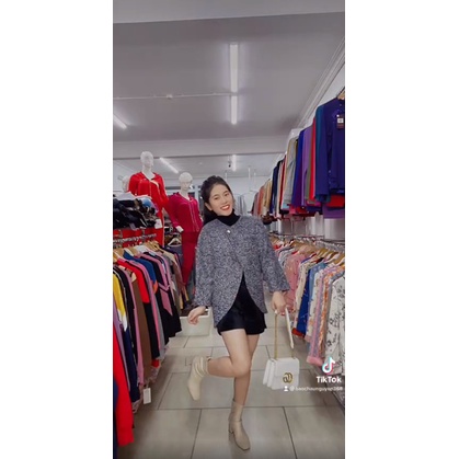 Áo khoác dạ ép hàng VNXK Xịn, thiết kế kiểu trơn đơn giản, dáng ngắn siêu sang chảnh, 2 vạt phối 1 cúc đơn giản dễ phối