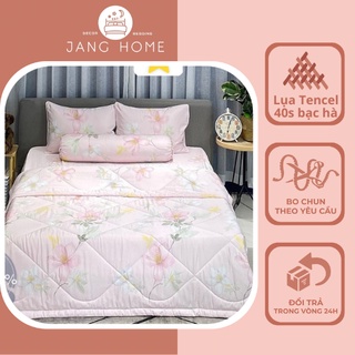 Bộ ga gối mền lụa Tencel modal cao cấp, Set 5 món ga gối chăn trần chất lụa cao cấp mềm mịn