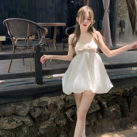 Đầm Hai Dây Dáng Chữ A Cổ Thắt Nơ Phong Cách Pháp Ngọt Ngào Thời Trang Mùa Hè Mới Dành Cho Nữ