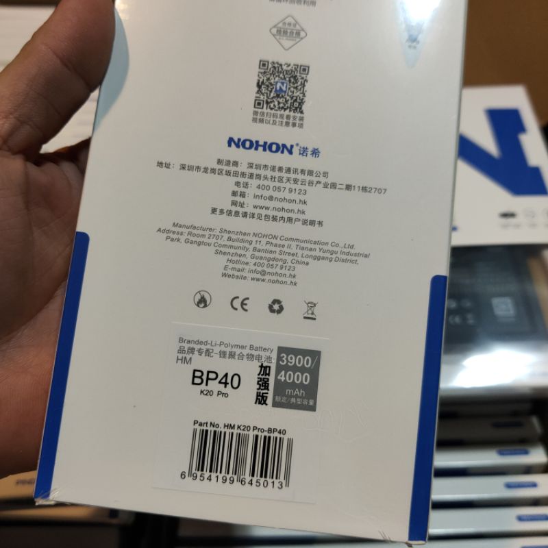 Pin Redmi K20 Pro / Mi 9T Pro Mã BP40 chính hãng NOHON