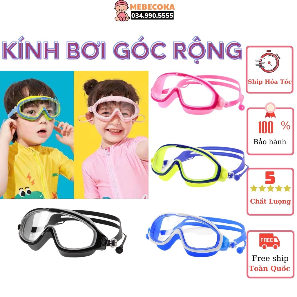 Kính bơi trẻ em CAO CẤP GÓC NHÌN SIÊU RỘNG 230º chống tia UV, chống lóa, có gioăng cao su siêu an toàn