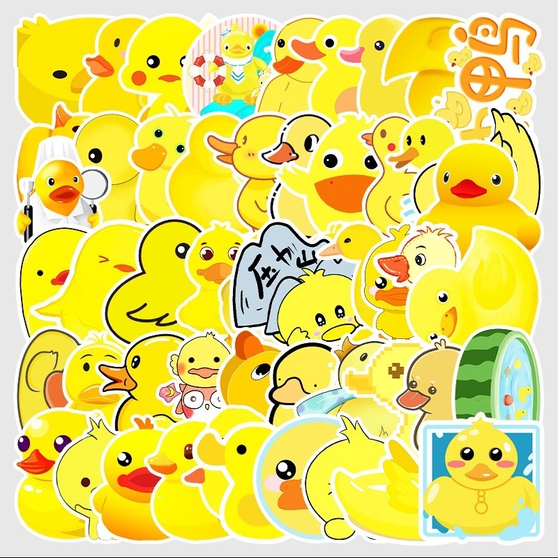 Z & M❀ Miếng Dán Vịt Hoạt Hình ❀ Bộ 50 Sticker Chống Thấm Nước Hình Con Vịt Ngộ Nghĩnh