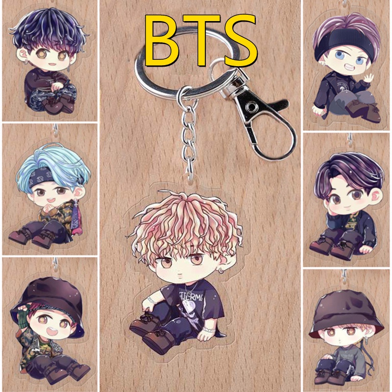 Móc Chìa Khóa Acrylic In Hình Các Thành Viên Nhóm Nhạc Kpop BTS Jungkook Jimin Suga V JHope Jin RM Quà sinh nhật