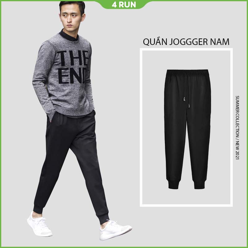 Quần thể thao nam 4RUN mã "KC-J" dáng quần Jogger nam nỉ bó ống Hàn Quốc chất vải co dãn mềm mịn