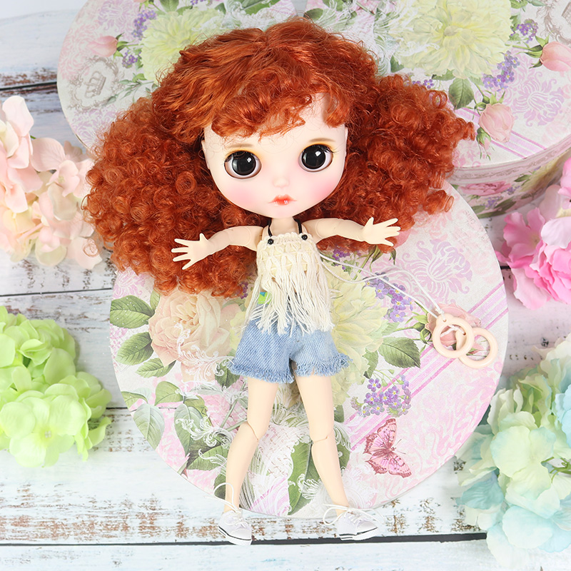 ICY DBS Little Doll Hand-painted Makeup Changed Baby Changed Makeup Finished Copper Red Curly Hair Joint Body Full Eyes Sleepy Eyes