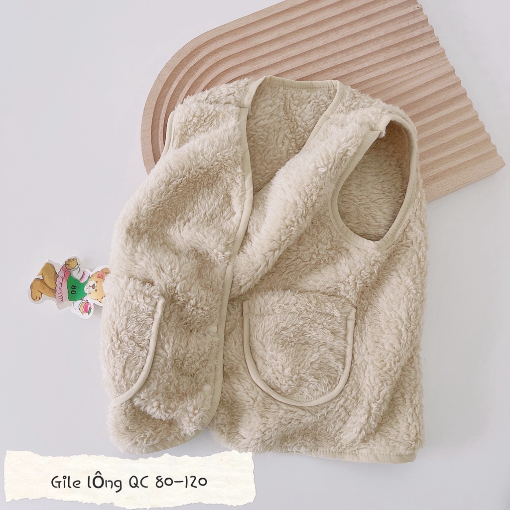 Áo ghile lông Quảng Châu cho bé- Ghile lông mềm mịn, siêu nhẹ giữ ấm ngực cho bé