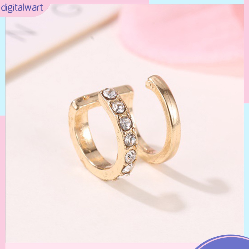 Khuyên kim loại đeo vành tai thiết kế đính đá lấp lánh nữ tính