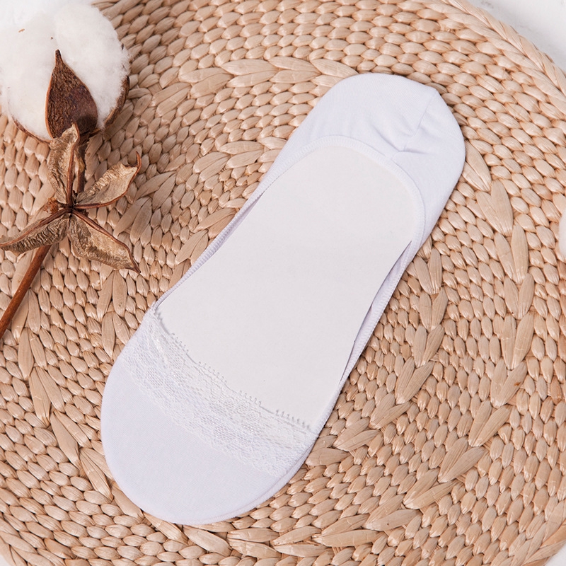 Summer Invisible Low Top Socks Women Nonslip Korean Sweet Sexy Lace Ruffles Cotton Sole Solid Female No Show Socks Boat Socks