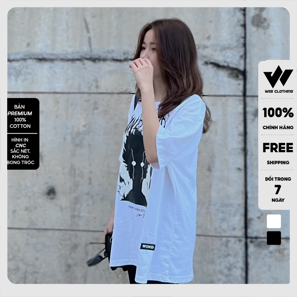 Áo thun tay lỡ unisex form rộng WIIS phông oversize cotton 65% ANIME nam nữ ulzzang