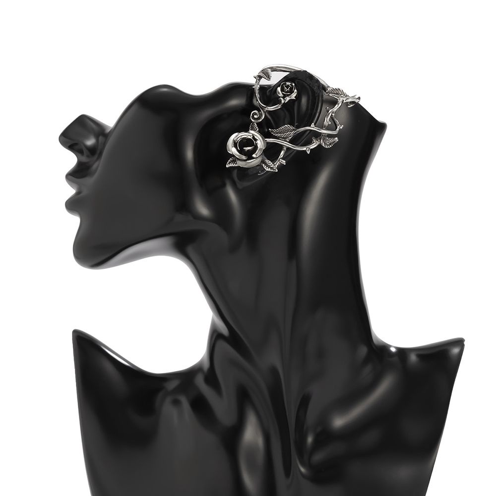 Khuyên kẹp vành tai hình hoa hồng kim loại thời trang cá tính