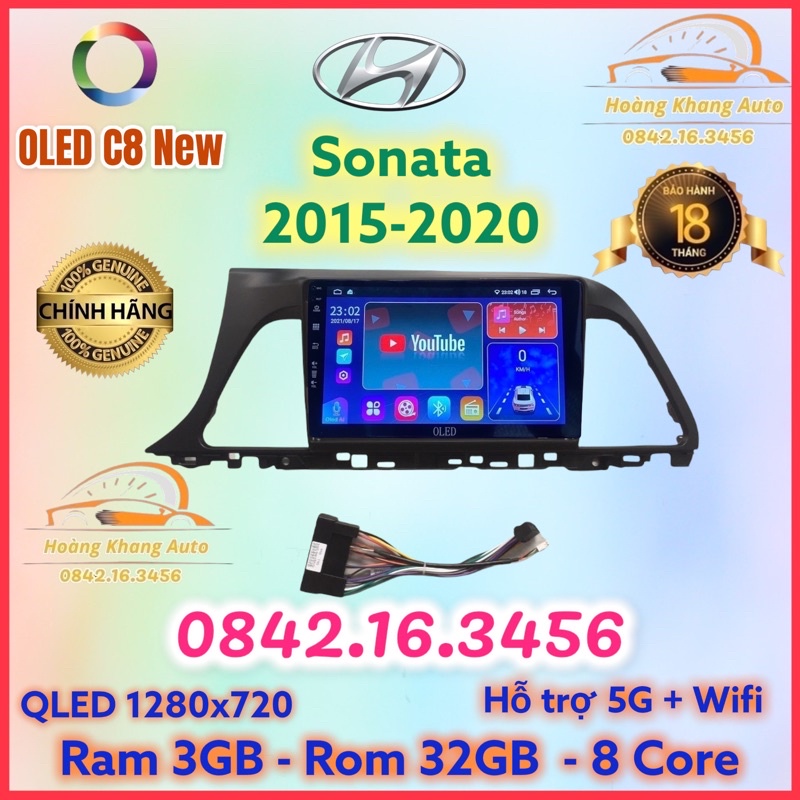 Màn hình android OLED C8 New theo xe Sonata 2015 - 2020  kèm dưỡng và jack nguồn zin theo xe