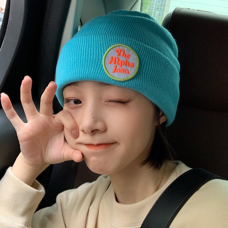 Mũ Len Dệt Kim In Chữ Phong Cách Thời Trang Hàn Quốc