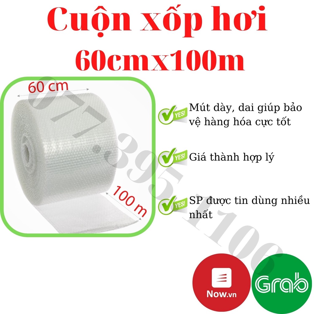 [Mã TRUN5KDAM giảm 5k đơn 150k] Cuộn Xốp Hơi, Bong Bóng Kh 60cmx100m Loại Dày-Băng Dính HiDa|Hàng tốt giá rẻ