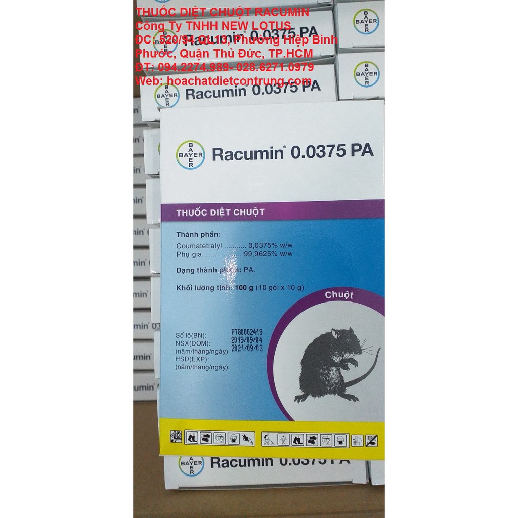 THUỐC DIỆT CHUỘT RACUMIN 0.0375 PA GÓI 100gam BAYER