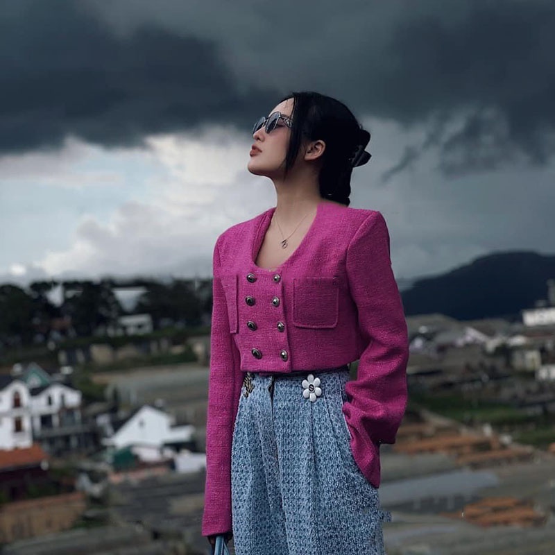 Áo Khoác Dạ Tweed Dáng Lửng Hàng Quảng Châu AP2014