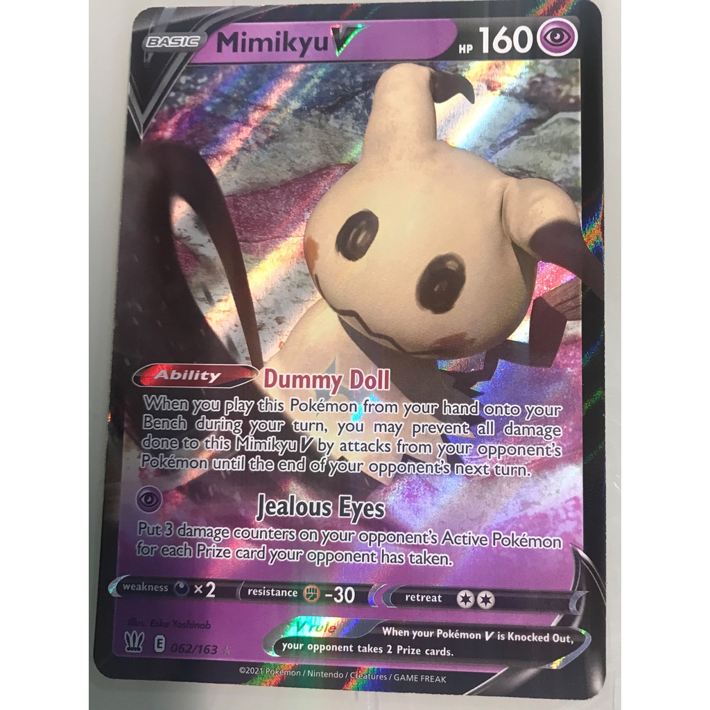 Thẻ bài pokemon tcg Mimikyu V - 62/163 - Ultra Rare