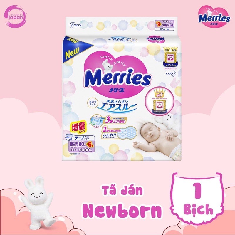 tã dán merries nội địa nhật newborn 96 miếng