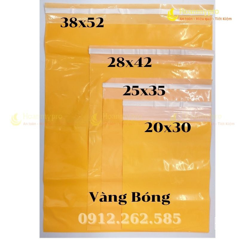 COMBO 500 Túi Bóng Gói Hàng Niêm Phong Màu Vàng Bóng Size 20x30 TuiGoiHangHoanmypro