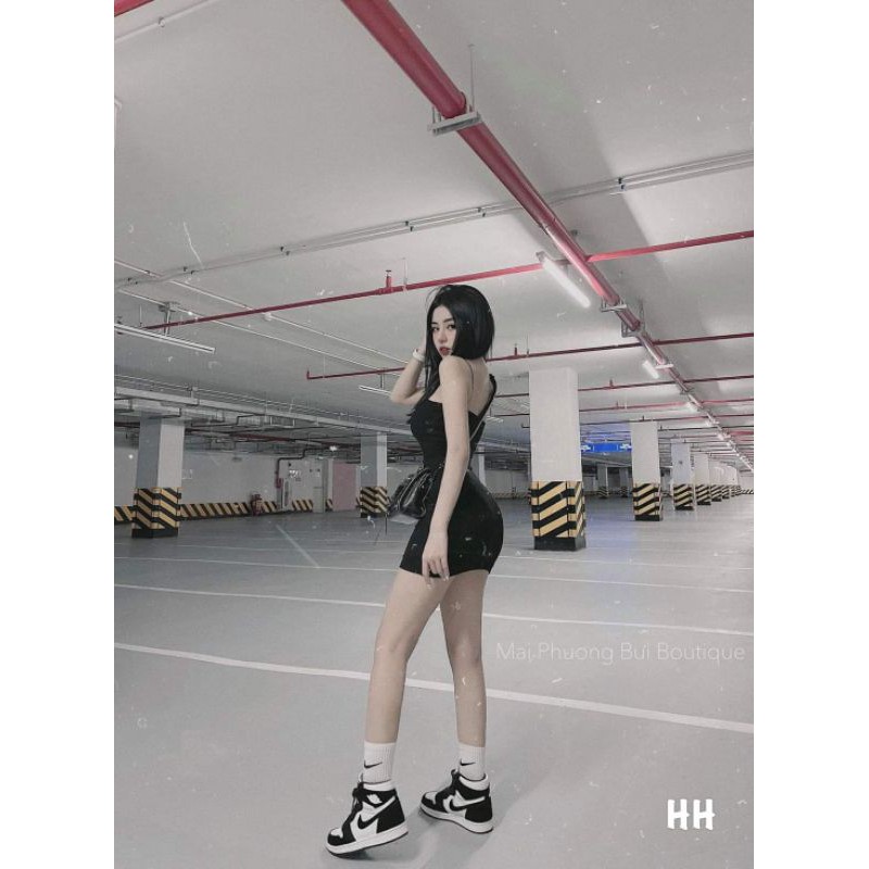 Đầm body 2 dây trẻ trung chất zip loại đẹp