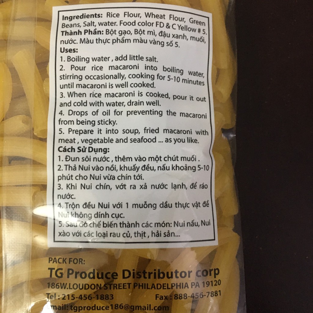 Nui đậu xanh Macaroni - Hàng Việt Nam chất lượng cao