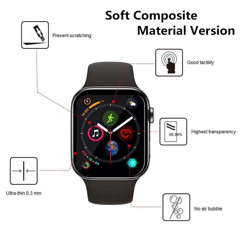 Miếng dán bảo vệ màn hình đồng hồ thích hợp cho Apple Watch 7 41mm 45mm 38mm 42mm 40mm 44mm 3D PMMA