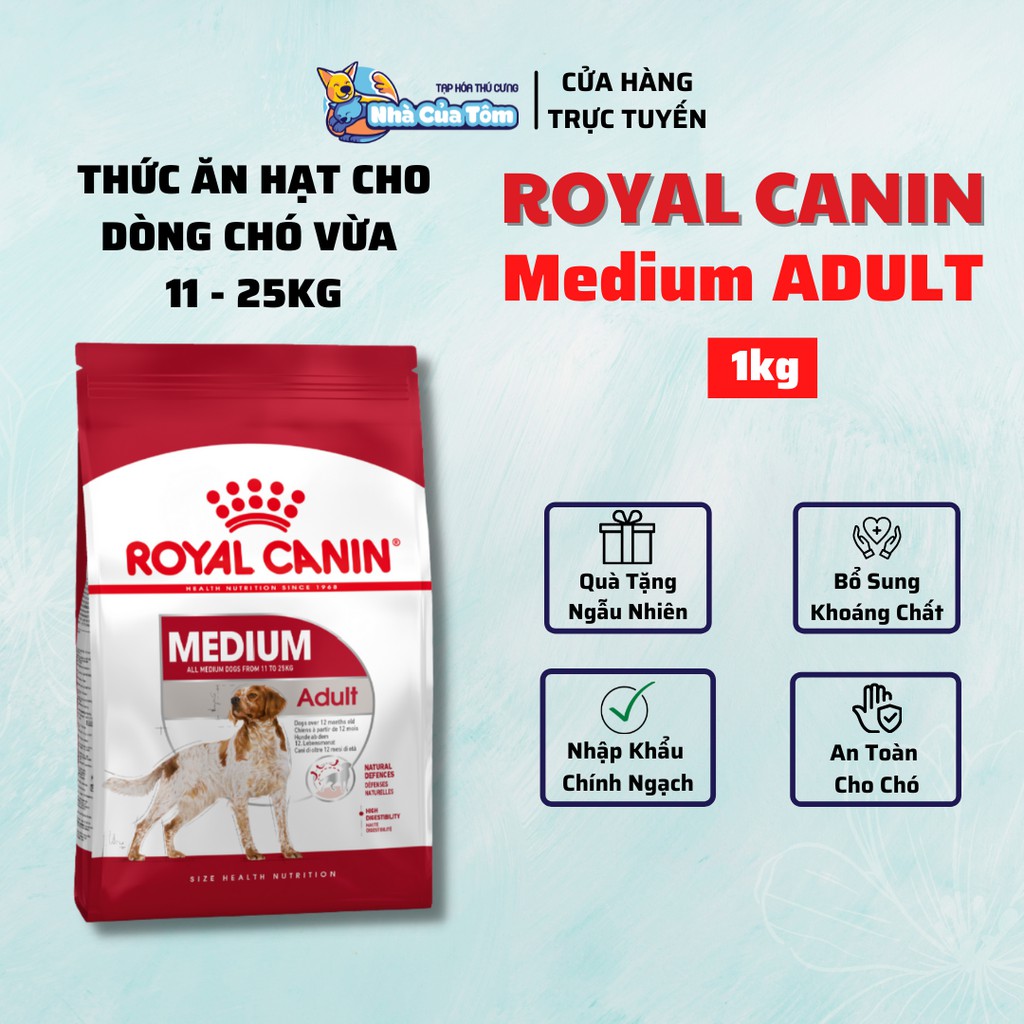 [THANH LÝ - DATE 23/08/2022 ] Hạt Royal Canin Medium Adult Cho Chó Trưởng Thành Size Vừa 11-25KG | Bao 1kg