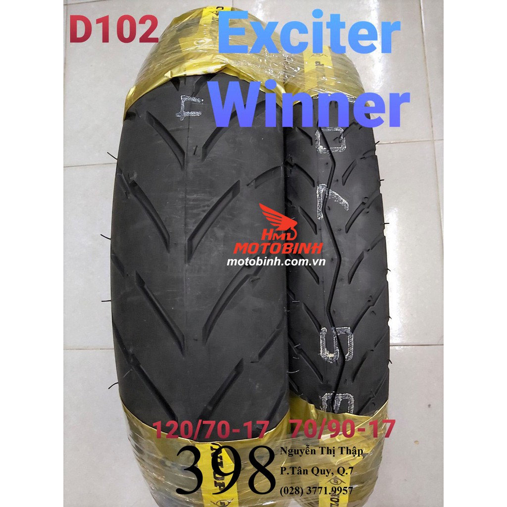 Lốp/vỏ xe 70/90-17 D102 TL Dunlop dành cho xe Wave và Future các dòng, Sirius, Jupiter, Raider, Sonic, Blade, Exciter ..