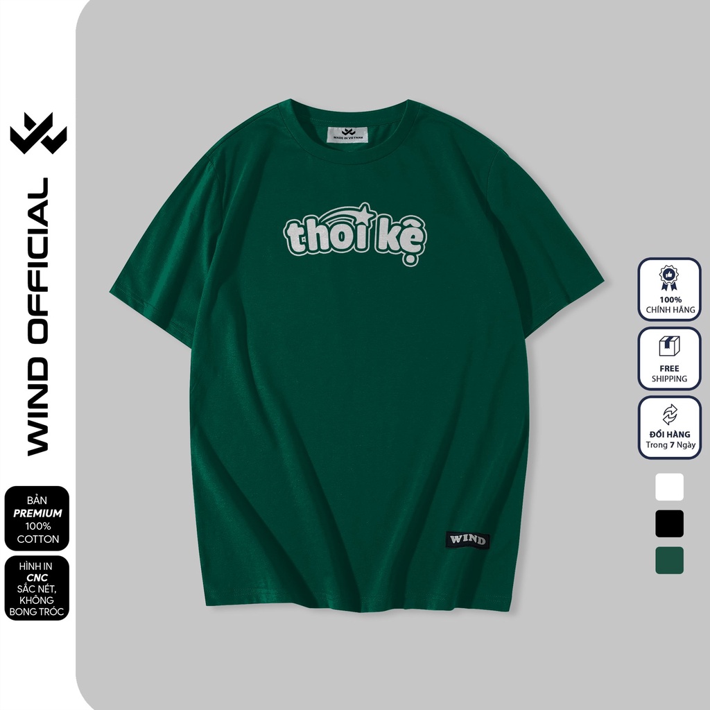 Áo thun tay lỡ unisex WIND phông form rộng 65% Thôi Kệ nam nữ oversize