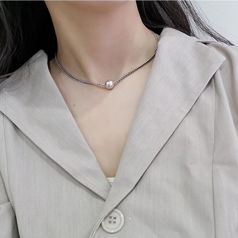 Vòng cổ Mặt Quả Cầu Bằng Thép Phong Cách Cổ Điển Thời Trang Cho Nữ