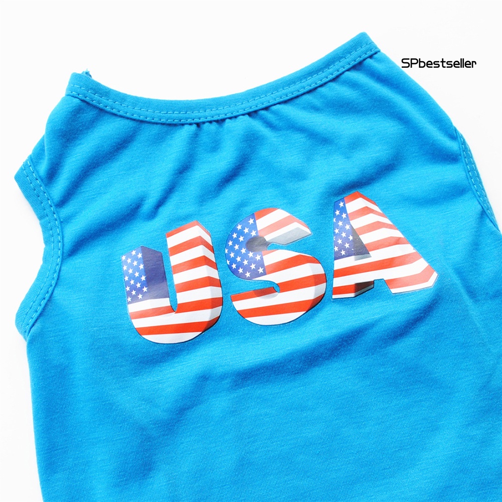 SR Fashion USA Letters Summer Puppy Dog Vest Cotton Sleeveless Top Tee Pet Clothes