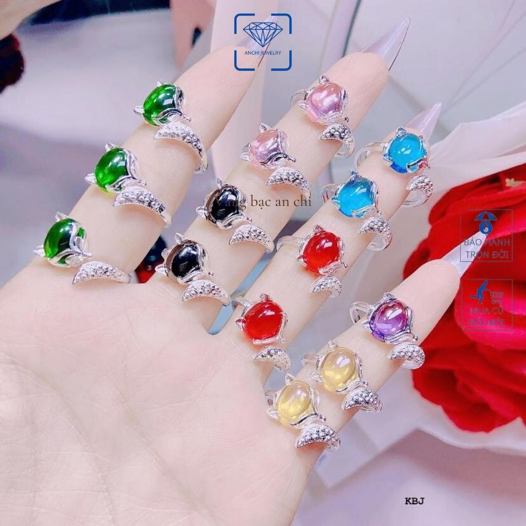 Combo Dây chuyền , nhẫn hồ ly đính đá phong thủy, chuẩn bạc ta sáng đẹp không xỉn màu, Anchi jewelry