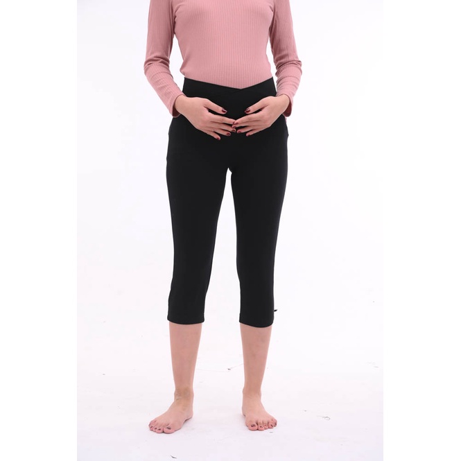 [Mã BMINC50 giảm 10% đơn 99K] Quần legging dài qua gối cạp chéo, chất cotton co giãn - Thời trang đầm bầu cao cấp HONEY