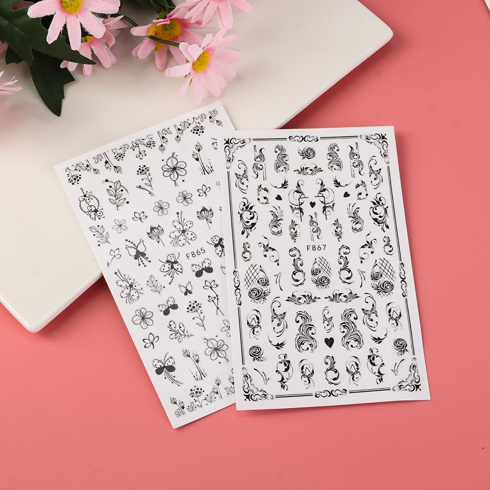 SOFTNESS Nail Sticker Cute Slider Flower Nail Art Decorations Leaves