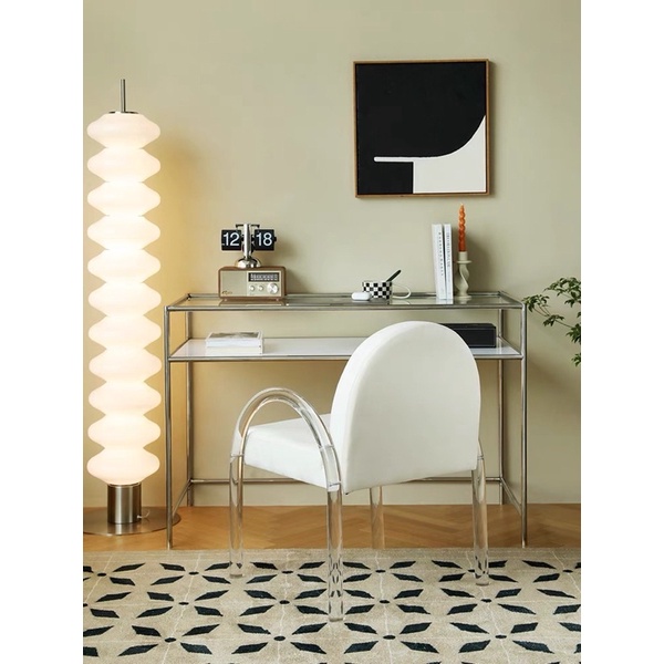 Ghế đẩu trong suốt Crystal Chair có đệm tựa lưng, ghế phòmg ăn 3 màu phong cách Bắc Âu