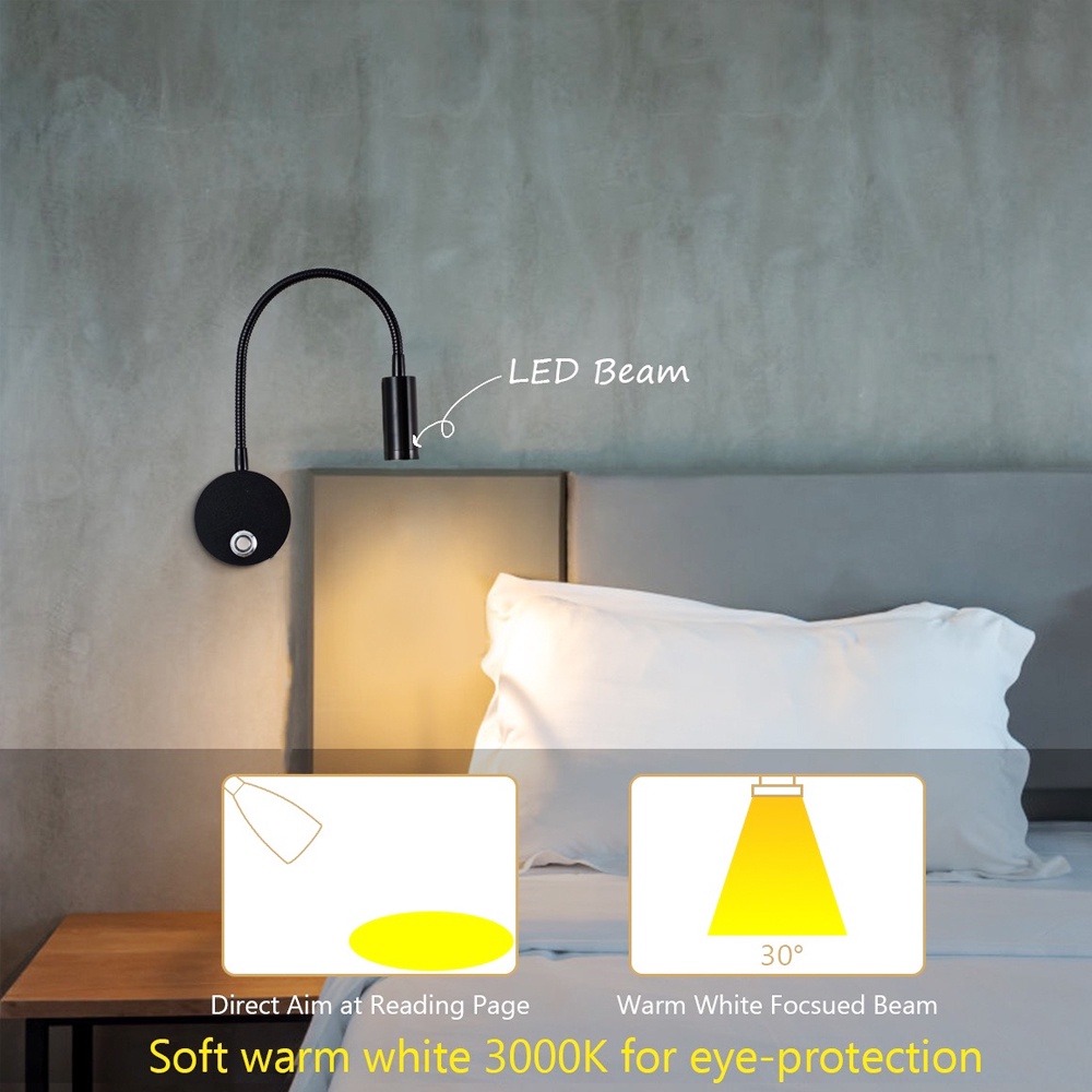 Đèn Đọc Sách Gắn Tường LED 3W - 220V, Đèn Rọi Trang Trí Khách Sạn