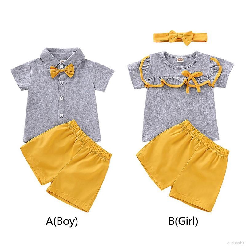 Set áo thun ngắn tay và quần short kiểu dáng xinh xắn dành cho các bé