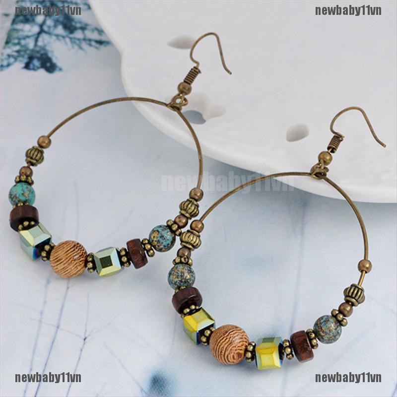 Khuyên Tai Chuỗi Tròn Đính Hạt Phong Cách Bohemian