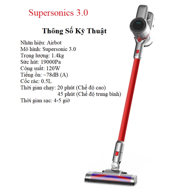 Máy Hút Bụi Cầm Tay Không Dây Airbot Supersonics 3.0 19KPa Gia Đình Pin Sạc Rời làm sạch Giường Đệm Nệm Xe Hơi