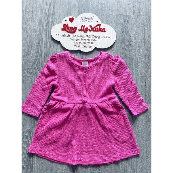 Đầm tay dài thun gân Gap bé gái