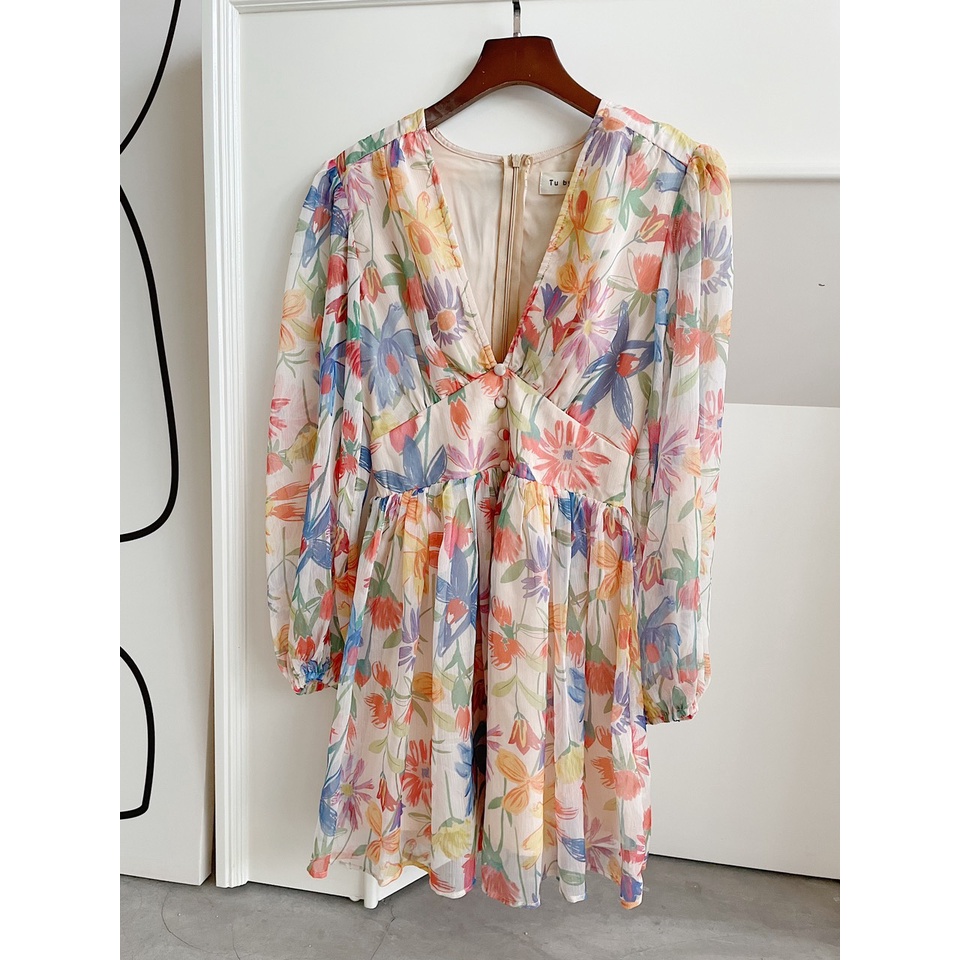 TUBYCATU | Jumpsuit hoa cam floral orange