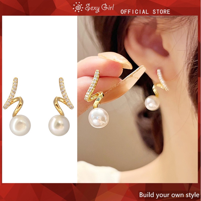 Khuyên Tai Kim Bạc S925 Đính Ngọc Trai Nhân Tạo Quyến Rũ Cho Nữ