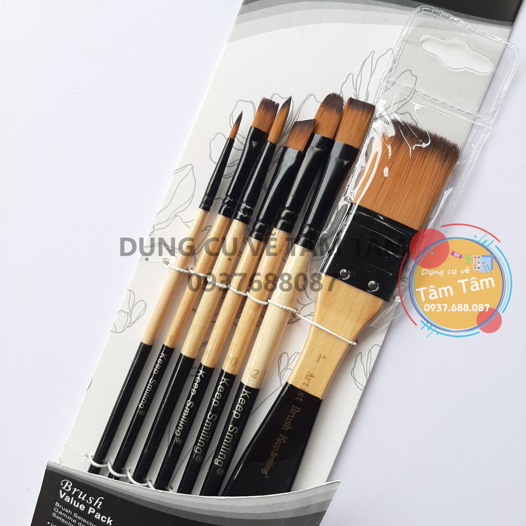 -Bộ cọ vẽ nhiều đầu keep smiling A0003, Bộ cọ 7 cây-