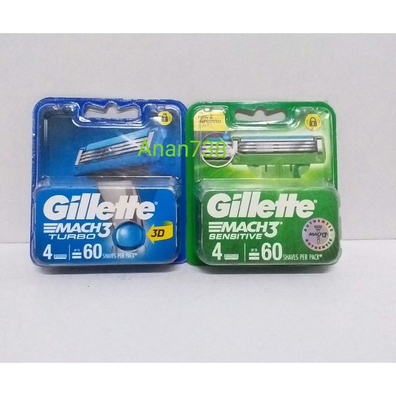 Hộp 4 Lưỡi Dao Cạo Gillette Mach 3 Sensitive