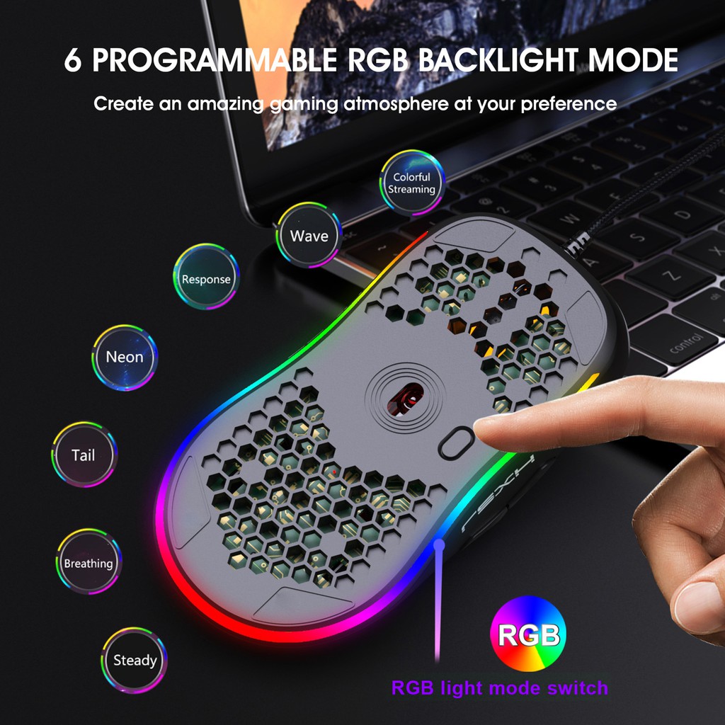 Chuột Gaming Hel + Hxsj X600 Màu Rgb Có Đèn Phát Sáng